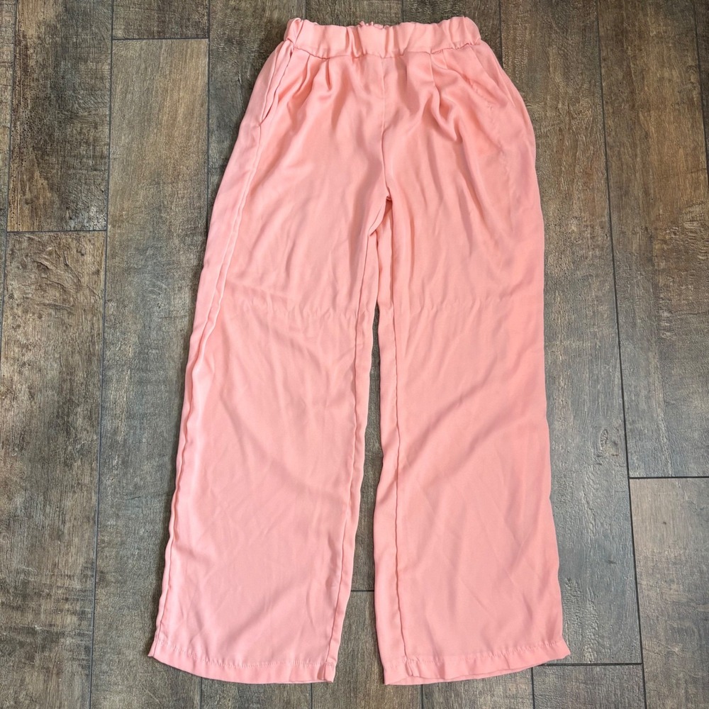 XXL Peach Wide Leg Sheer Lounge Pants High Waist Elastic Waist Casual Comfy